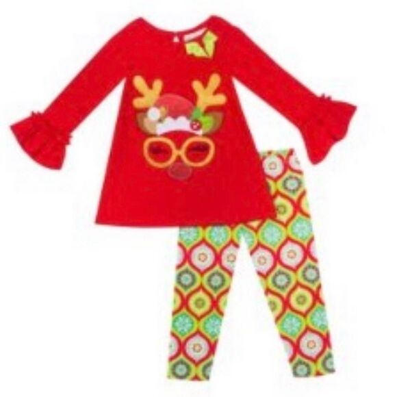 Rare Editions Toddler Girls Reindeer 2-pc Top & Leggings Set 3T NWT - Picture 6 of 7